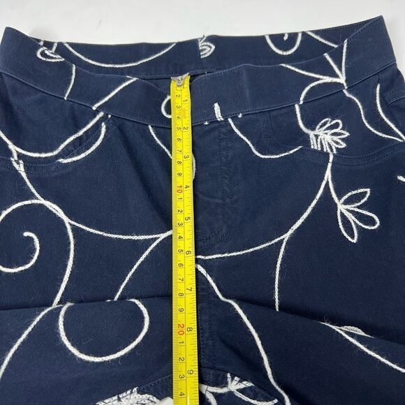 HUE Navy Blue Pants with Pattern Embroidered Size S - Picture 8 of 13